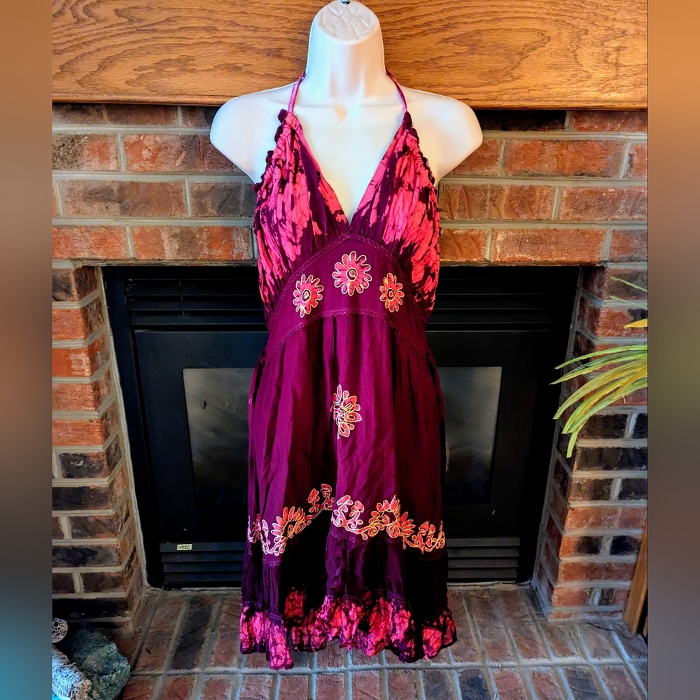 Fashion terminal brand maroon and pink dress free size